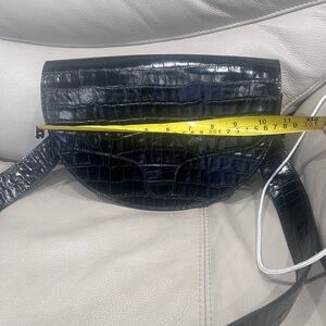 C Nicol Black Croc-Embossed Shoulder Bag